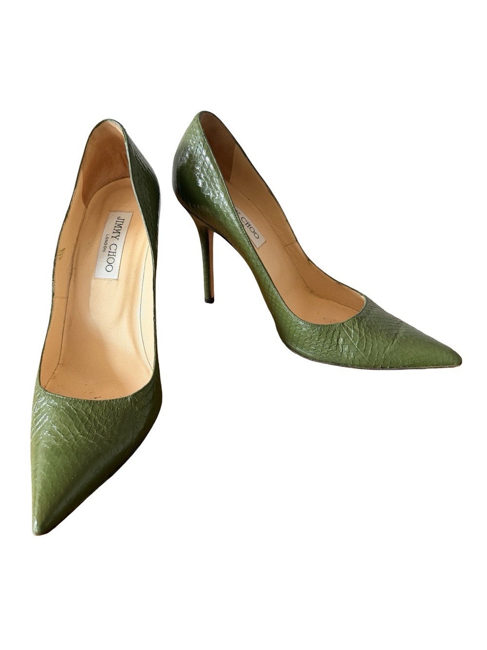 Jimmy Choo Olive Green Pointed-Toe Stiletto Pumps